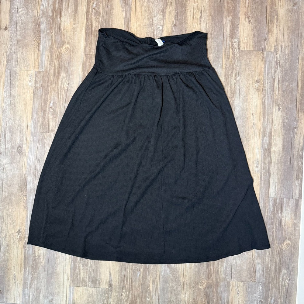 Womens Mini Dress Small Black Strapless Textured Drawstring Flowy Summer Outings